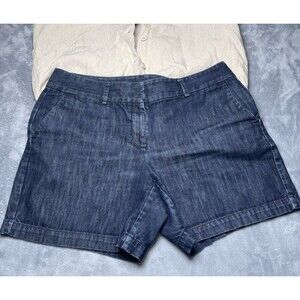 Loft Women's Size 6 Mid Rise Denim Shorts Dark Wash preppy summer travel